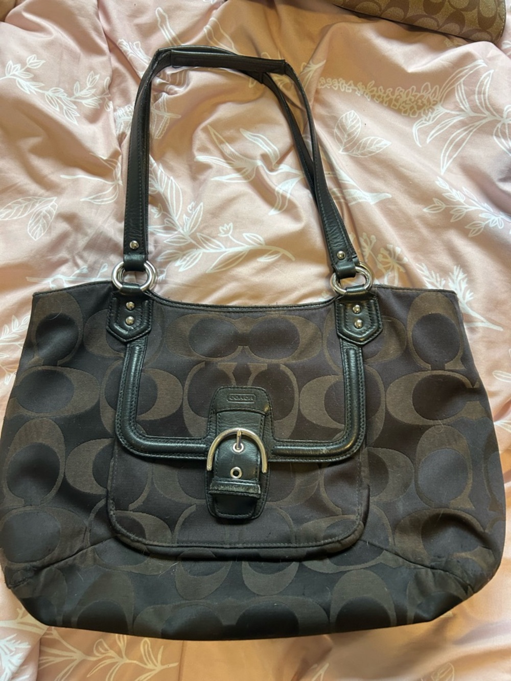 Coach Brown & Black Signature Shoulder Bag